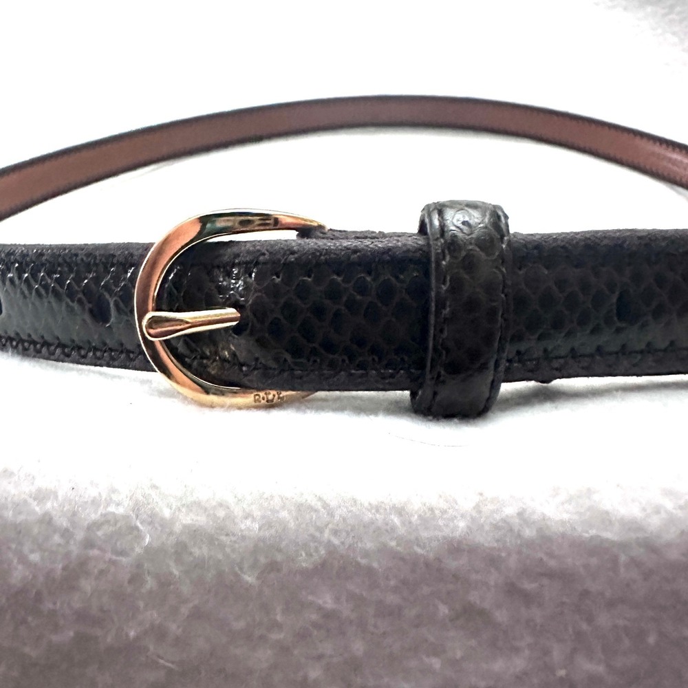 Ralph Lauren XL 39.5 Brown Snakeskin Embossed Leather Skinny Taylor Swift Chiefs - Picture 2 of 7